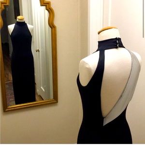 90s Versace minimal halter evening gown